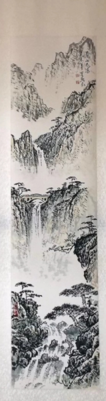 山水瀑布作品